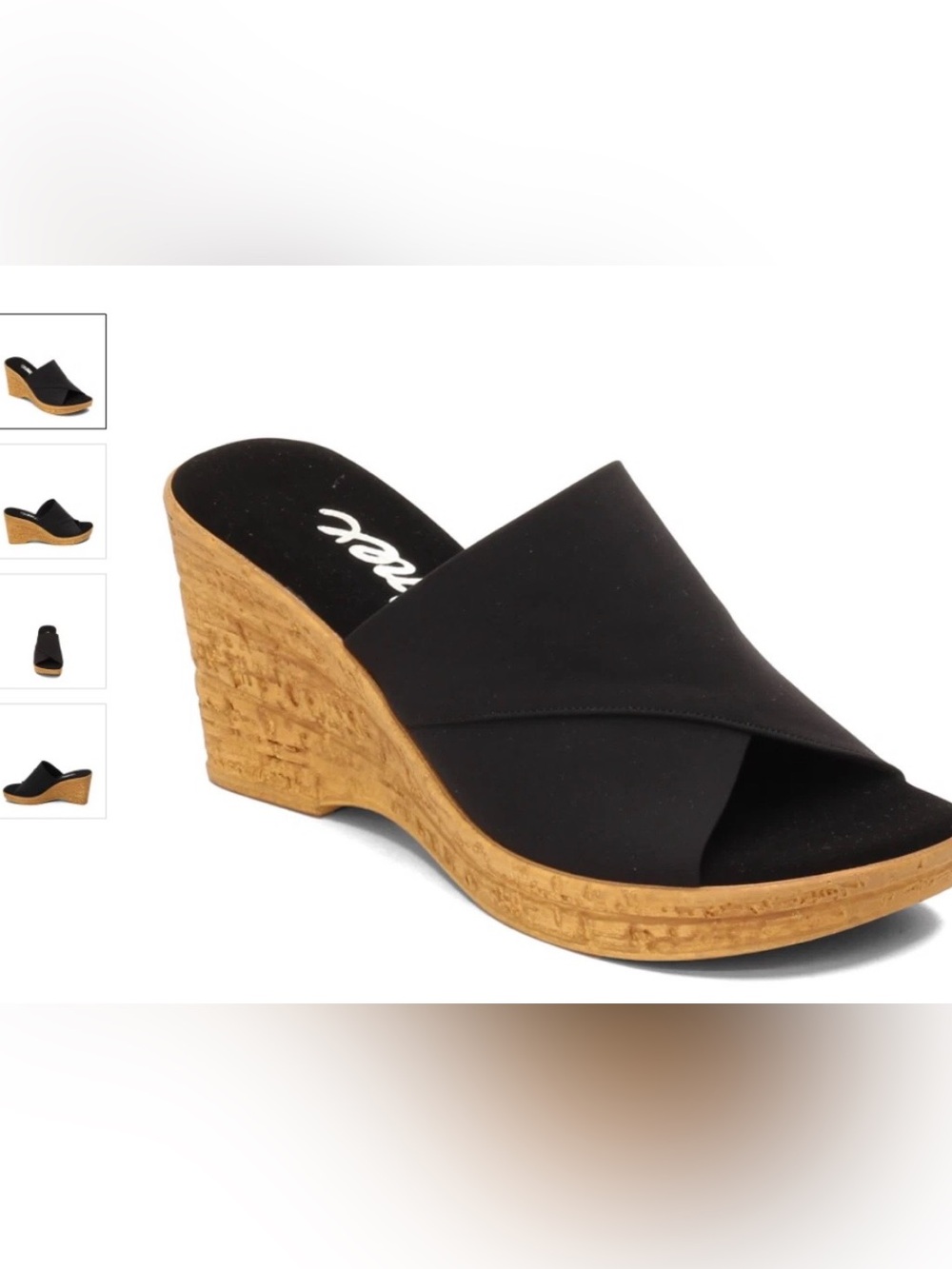. ONEX CHRISTINA BLACK ELASTIC CORK WEDGE SANDAL